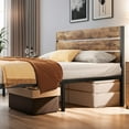 Lifezone Full Bed Frame with Rustic Vintage Wood Headboard and Footboard,Metal Support,Rustic Brown