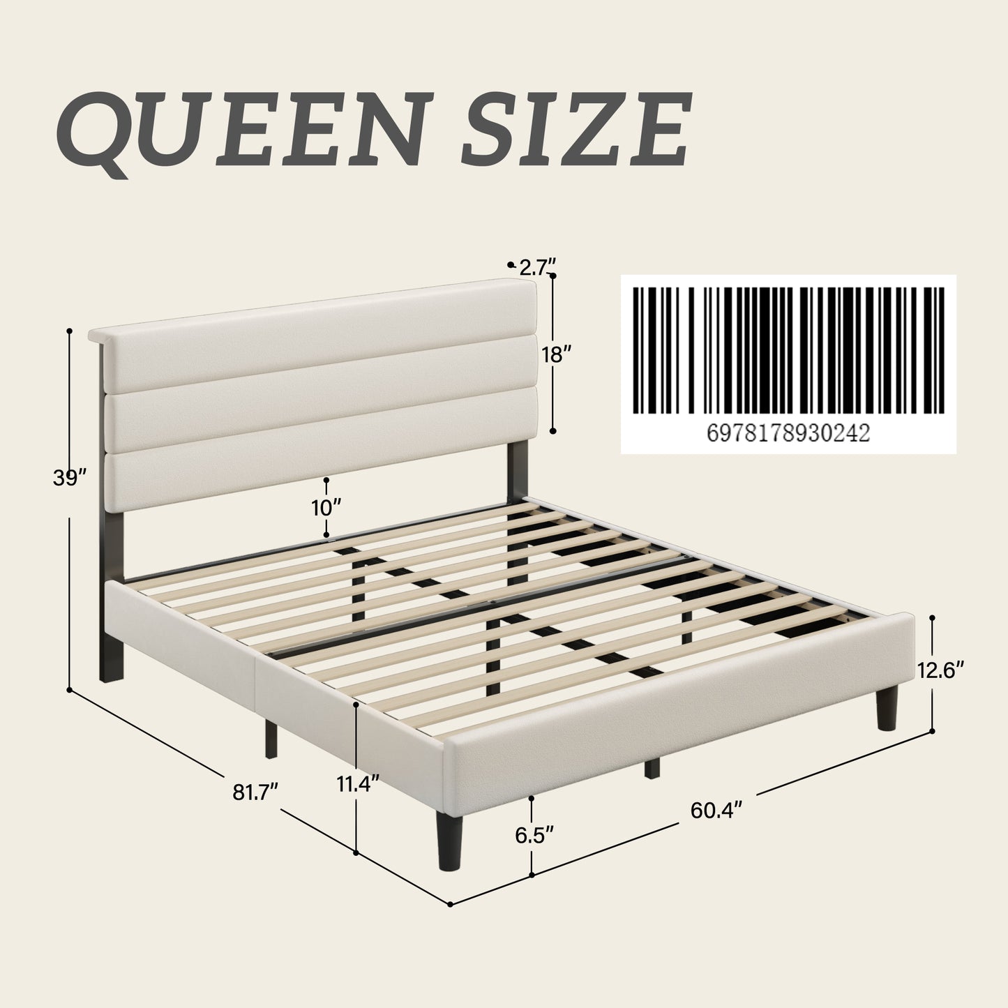 Fluest Bed Frame, Platform Bed Frame with Velvet Upholstered Headboard, No Box Spring Needed, Sturdy Metal Support, Noise Free, Easy Assembly, Modern Bedroom Furniture