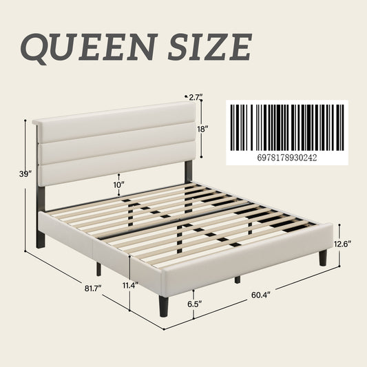 Fluest Bed Frame, Platform Bed Frame with Velvet Upholstered Headboard, No Box Spring Needed, Sturdy Metal Support, Noise Free, Easy Assembly, Modern Bedroom Furniture