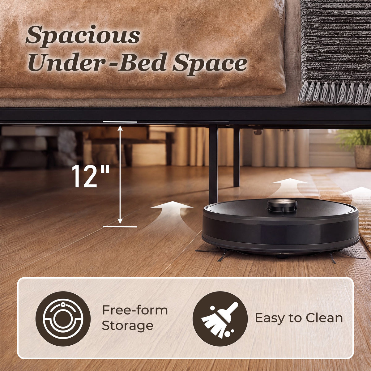 Fluest Queen Bed Frame with Upholstered Headboard, USB Port and LED Light, 2 Storage Drawers, Linen Gray