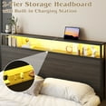 Metal Platform Bed Frame with 2-Tier Headboard,Queen,USB Port & LED Light, 4 Storage Drawers, No Box Spring Needed, Noise Free, Grey