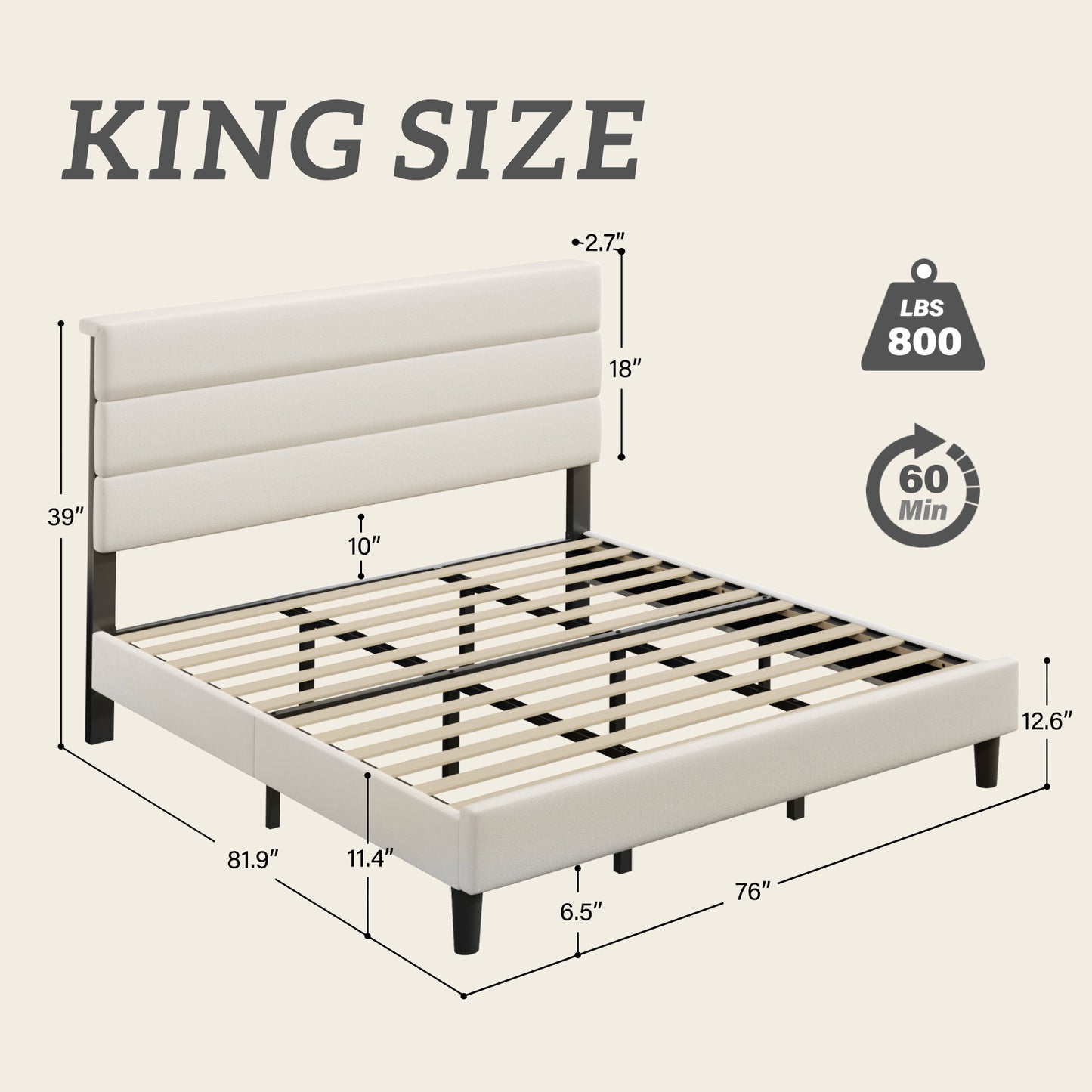 Fluest Bed Frame, Platform Bed Frame with Velvet Upholstered Headboard, No Box Spring Needed, Sturdy Metal Support, Noise Free, Easy Assembly, Modern Bedroom Furniture