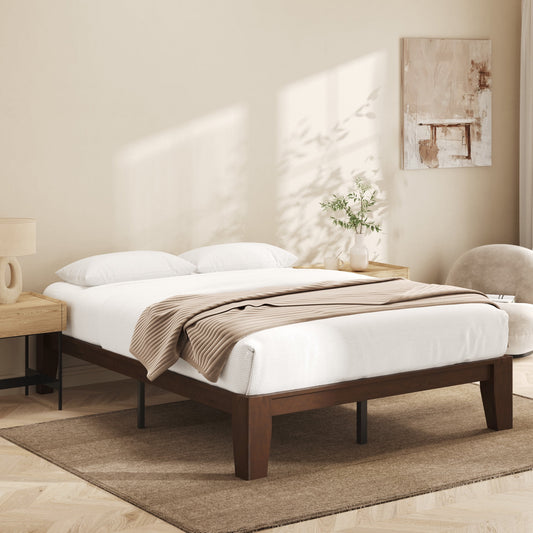 Queen Platform Bed Frame, Premium Solid Wood, Sturdy Structure, 3.78” Thickened Components & 14” Height Legs, Easy to Assemble, Mortise & Tenon Joints