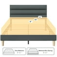 Fluest Queen Bed Frame with Velvet Upholstered Headboard, Metal Support, No Box Spring Needed, Noise Free, Easy Assembly, Grey